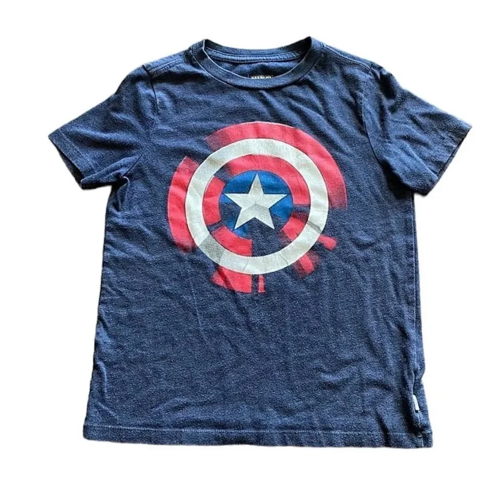 GAP Captain America Shirt Blue Red Marvel Athleisure Small Boys